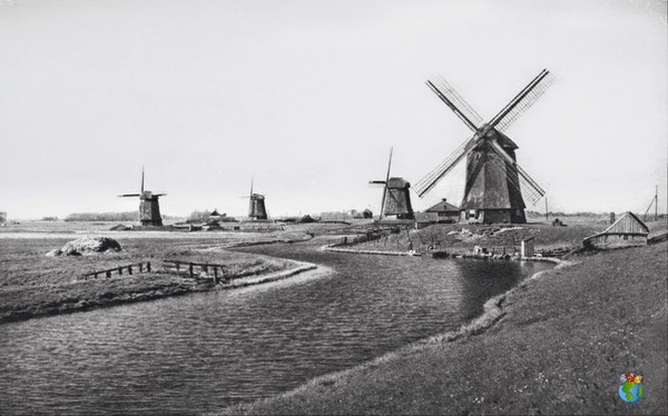 1.Schermer Molens - Noorderring - Bovenmolen G en I - 02 - Zwart Wit