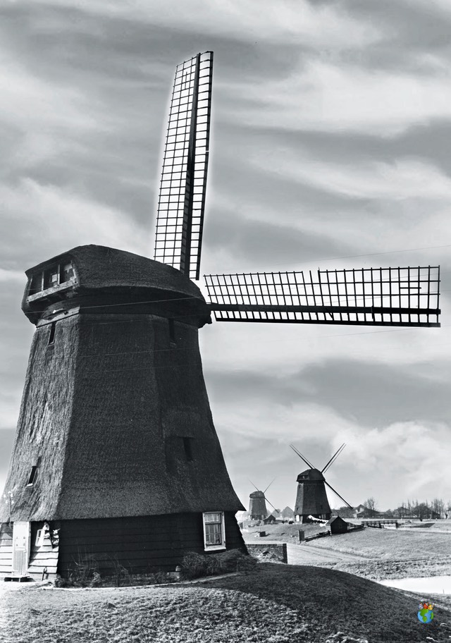 1.Schermer Molens - Noordervaart - Bovenmolen E - Ondermolens D-C  1.02 - Zwart Wit