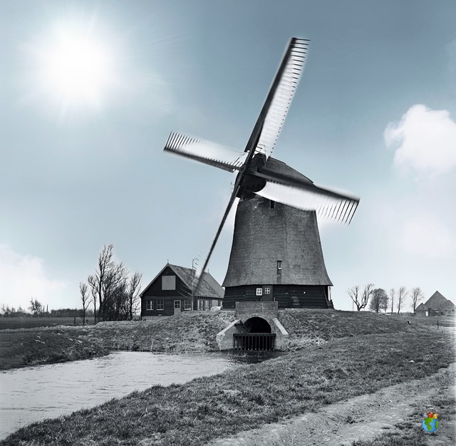 1.Schermer Molens - Noordervaart - Poldermolen O  1.03 - Zwart Wit - 2 - High Res