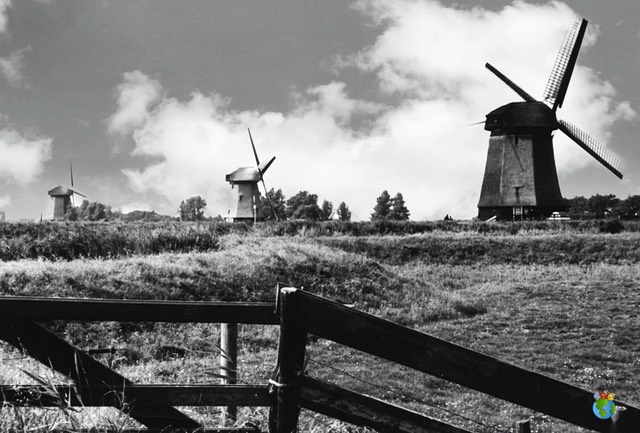 1.Schermer Molens - Noordervaart - Bovenmolen E - Ondermolens D-C  3.03 - Zwart Wit