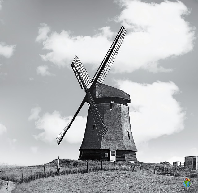 1.Schermer Molens - Noordervaart - Poldermolen D  1.03 - Zwart Wit - High Res