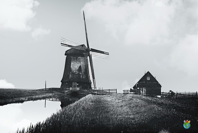 7.Schermer Molens - Noordervaart - Poldermolen O  4.02 - Zwart Wit - High Res